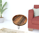 Set Of Two Black And Natural Brown Solid Wood And Iron Round End Tables - Homeroots - Flyclothing LLC