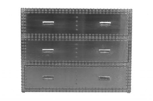 42" Silver Aluminum Three Drawer Dresser