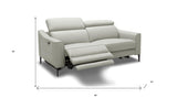 60" Gray And Black Top Grain Leather Power Reclining Loveseat - Homeroots