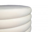 21" White Velvet Tufted Round Cocktail Ottoman