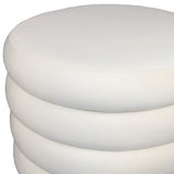 21" White Velvet Tufted Round Cocktail Ottoman