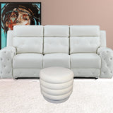 21" White Velvet Tufted Round Cocktail Ottoman