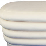 44" White Velvet Tufted Oval Ottoman