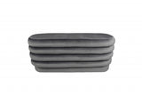 44" Gray Velvet Tufted Oval Ottoman
