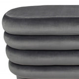 44" Gray Velvet Tufted Oval Ottoman
