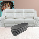 44" Gray Velvet Tufted Oval Ottoman