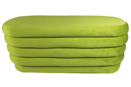 44" Green Velvet Tufted Oval Ottoman
