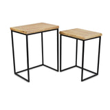 Set of Two 25" Black And Brown Solid Wood Nested Tables