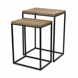 Set of Two 24" Black And Brown Solid Wood Nested Tables