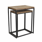 Set of Two 24" Black And Brown Solid Wood Nested Tables