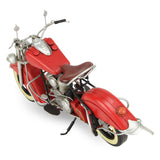 8" Red and Silver Metal Hand Painted Model Motorcycle Tabletop Sculpture
