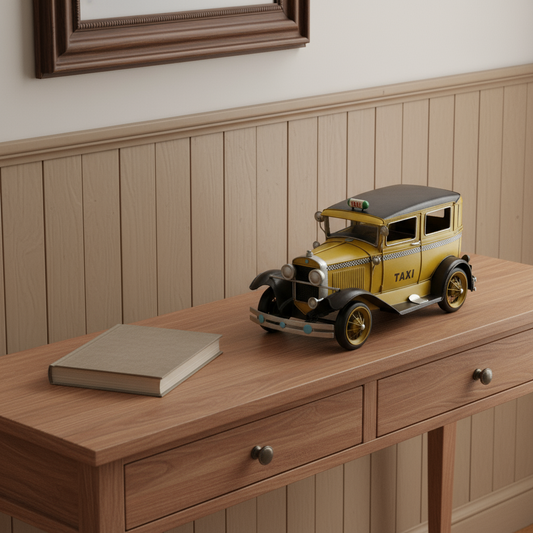 7" Yellow and Black Metal Hand Painted 1931 Yellow Taxi Model Car