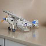 5" Blue and Gray Metal Hand Painted Model Airplane Tabletop Sculpture