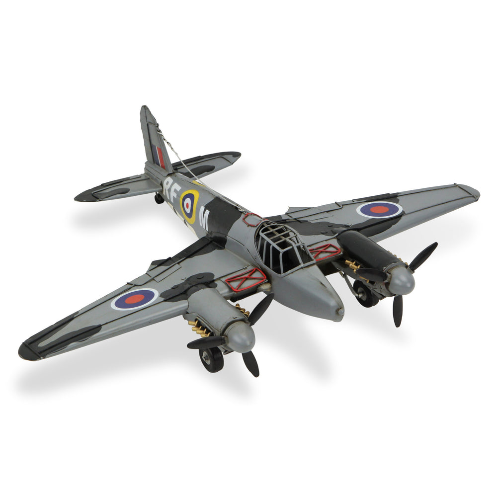 4" Black and Gray Metal Hand Painted Model Airplane Tabletop Sculpture