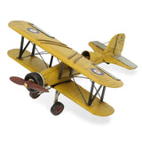 6" Yellow and Black Metal Hand Painted Model Airplane Tabletop Sculpture