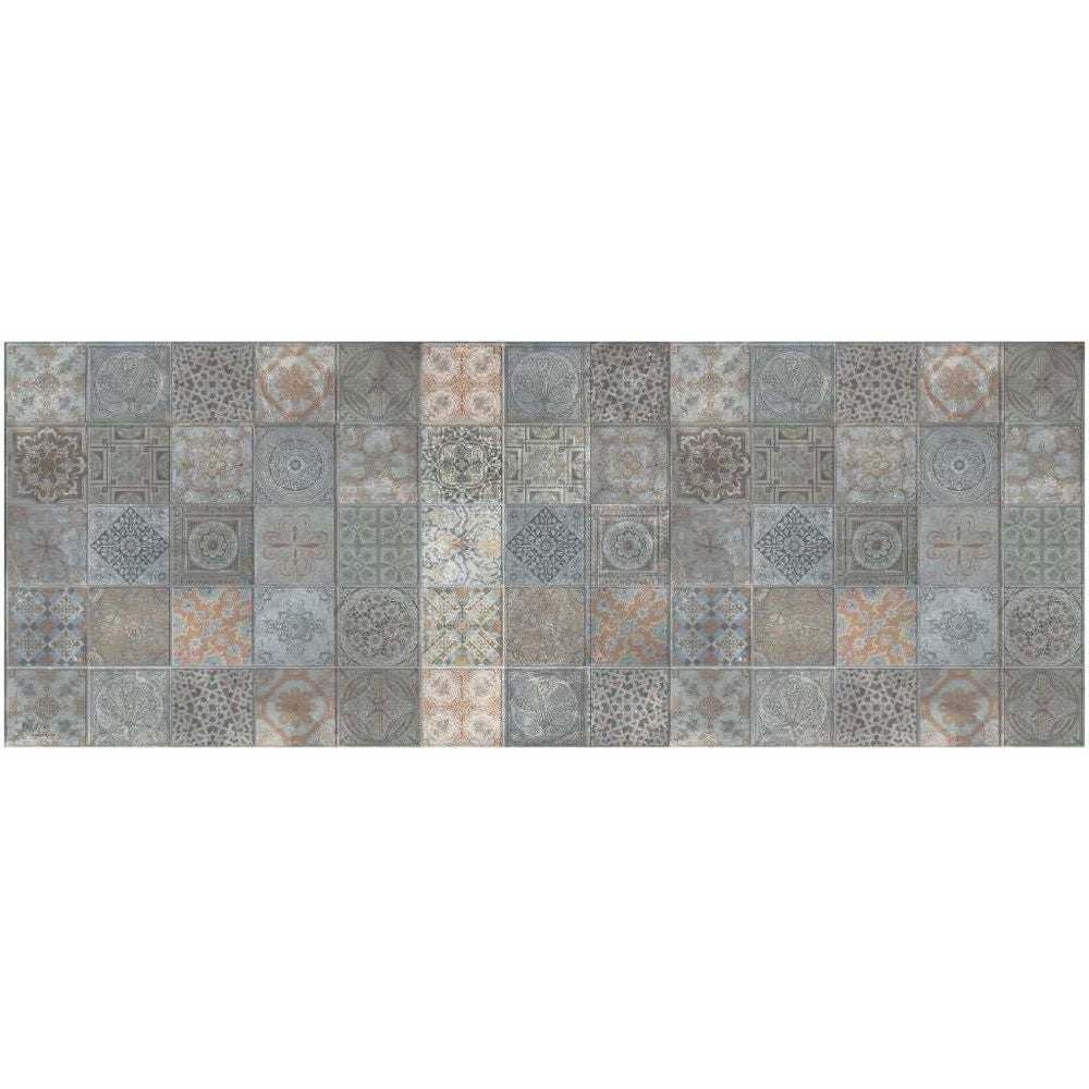 2' X 5' Brown And Gray Mosaic Tile Printed Vinyl Area Rug with UV Protection - Homeroots - Flyclothing LLC