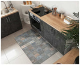 2' X 5' Brown And Gray Mosaic Tile Printed Vinyl Area Rug with UV Protection - Homeroots - Flyclothing LLC