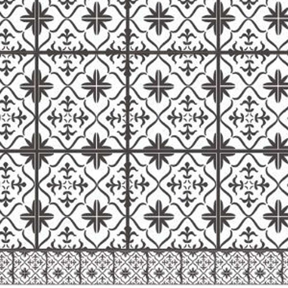 2' X 5' Dark Gray And White Tile Printed Vinyl Area Rug with UV Protection - Homeroots - Flyclothing LLC