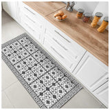 2' X 5' Dark Gray And White Tile Printed Vinyl Area Rug with UV Protection - Homeroots - Flyclothing LLC