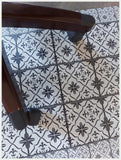 2' X 5' Dark Gray And White Tile Printed Vinyl Area Rug with UV Protection - Homeroots - Flyclothing LLC