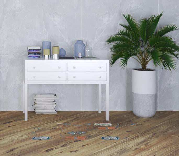 2' X 5' Gray Blue And Rust Mosaic Tile Printed Vinyl Area Rug With UV Protection - Homeroots - Flyclothing LLC