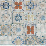 2' X 5' Gray Blue And Rust Mosaic Tile Printed Vinyl Area Rug With UV Protection - Homeroots - Flyclothing LLC
