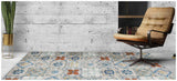 2' X 5' Gray Blue And Rust Mosaic Tile Printed Vinyl Area Rug With UV Protection - Homeroots - Flyclothing LLC