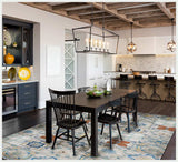 2' X 5' Gray Blue And Rust Mosaic Tile Printed Vinyl Area Rug With UV Protection - Homeroots - Flyclothing LLC