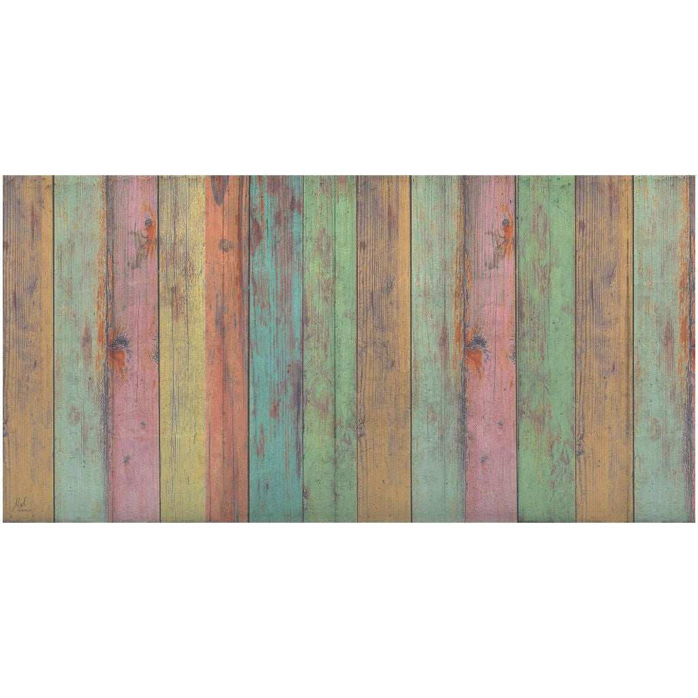2' X 4' Distressed Aqua Green And Pink Printed Vinyl Area Rug With UV Protection - Homeroots - Flyclothing LLC