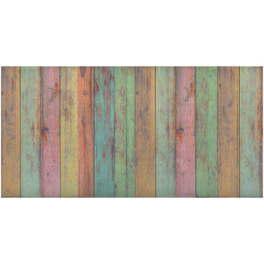 2' X 4' Distressed Aqua Green And Pink Printed Vinyl Area Rug With UV Protection - Homeroots - Flyclothing LLC