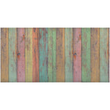 2' X 4' Distressed Aqua Green And Pink Printed Vinyl Area Rug With UV Protection - Homeroots - Flyclothing LLC