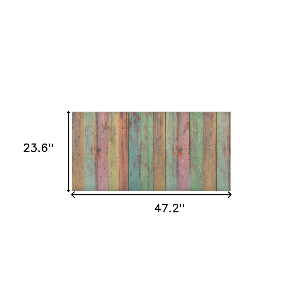 2' X 4' Distressed Aqua Green And Pink Printed Vinyl Area Rug With UV Protection - Homeroots - Flyclothing LLC