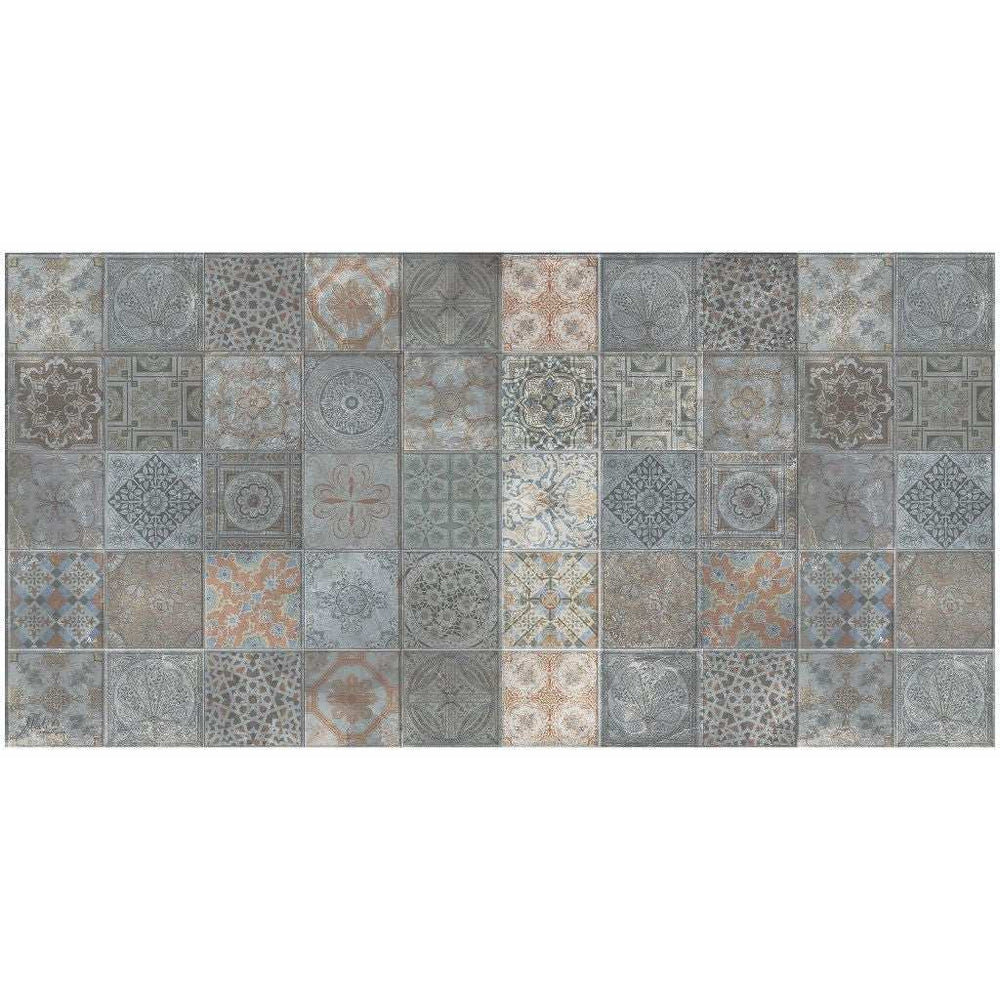2' X 4' Brown And Gray Mosaic Tile Printed Vinyl Area Rug with UV Protection - Homeroots - Flyclothing LLC