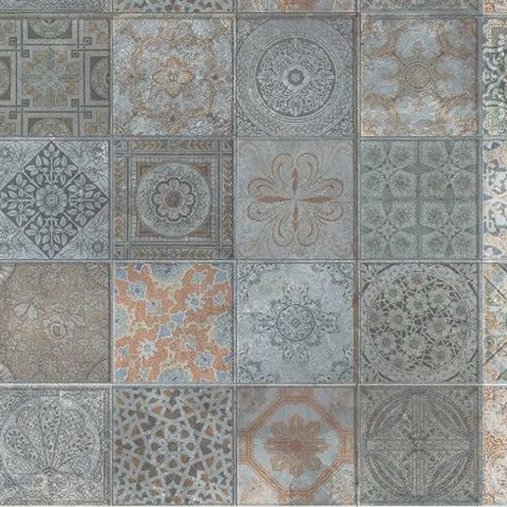 2' X 4' Brown And Gray Mosaic Tile Printed Vinyl Area Rug with UV Protection - Homeroots - Flyclothing LLC