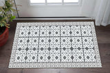 2' X 4' Dark Gray And White Tile Printed Vinyl Area Rug with UV Protection - Homeroots - Flyclothing LLC
