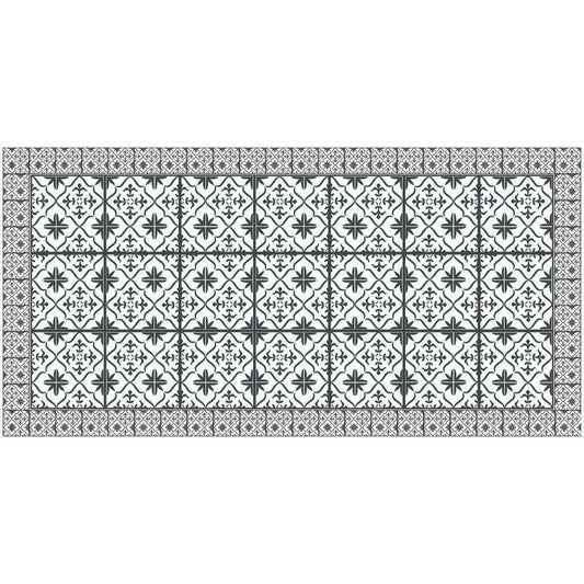 2' X 4' Dark Gray And White Tile Printed Vinyl Area Rug with UV Protection - Homeroots - Flyclothing LLC