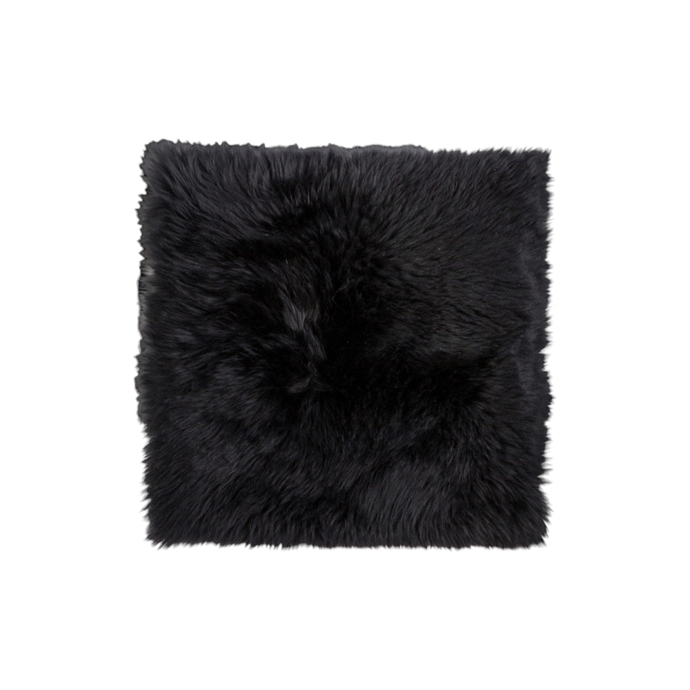 Set Of Two 17" X 17" Black Wool Chair Pads