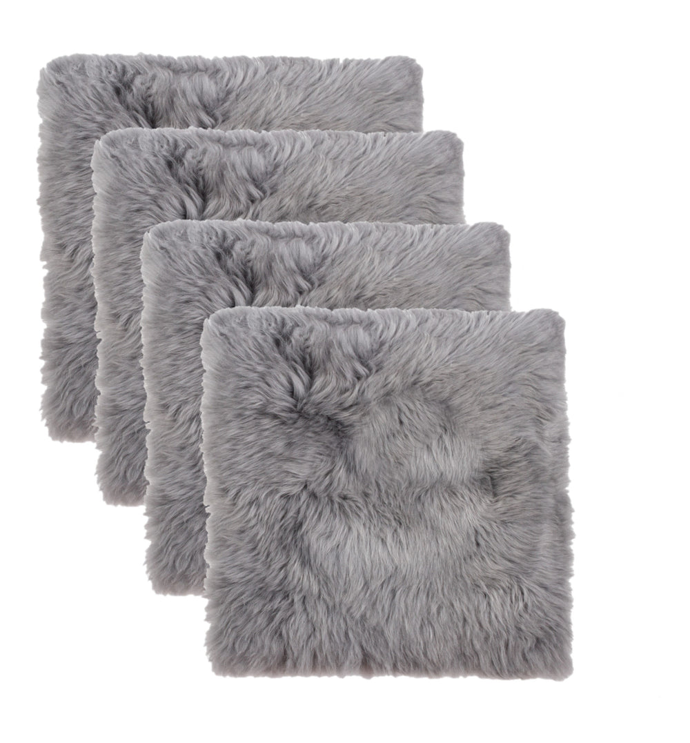 Set Of Four 17" X 17" Grey Wool Chair Pads - Homeroots - Flyclothing LLC