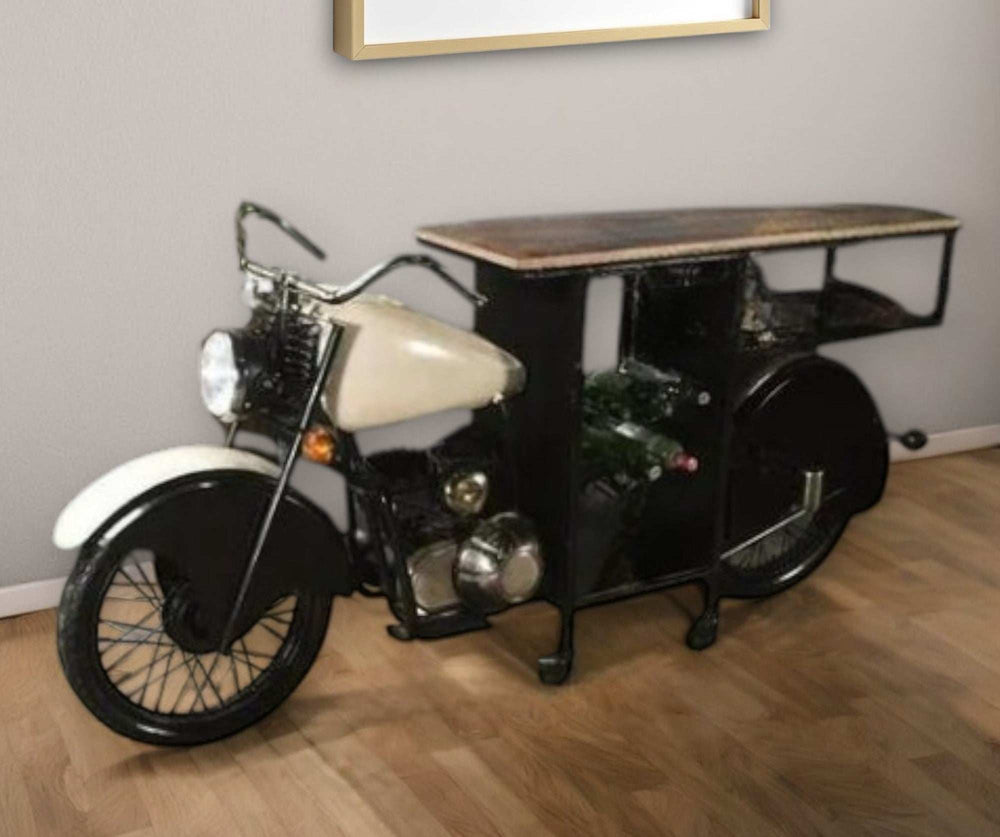 Black and White Metal And Solid Wood Rolling Bar Cart With Wine Storage - Homeroots - Flyclothing LLC