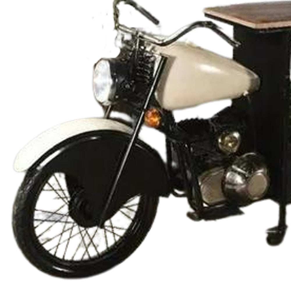 Black and White Metal And Solid Wood Rolling Bar Cart With Wine Storage - Homeroots - Flyclothing LLC