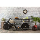 Black and White Metal And Solid Wood Rolling Bar Cart With Wine Storage - Homeroots - Flyclothing LLC