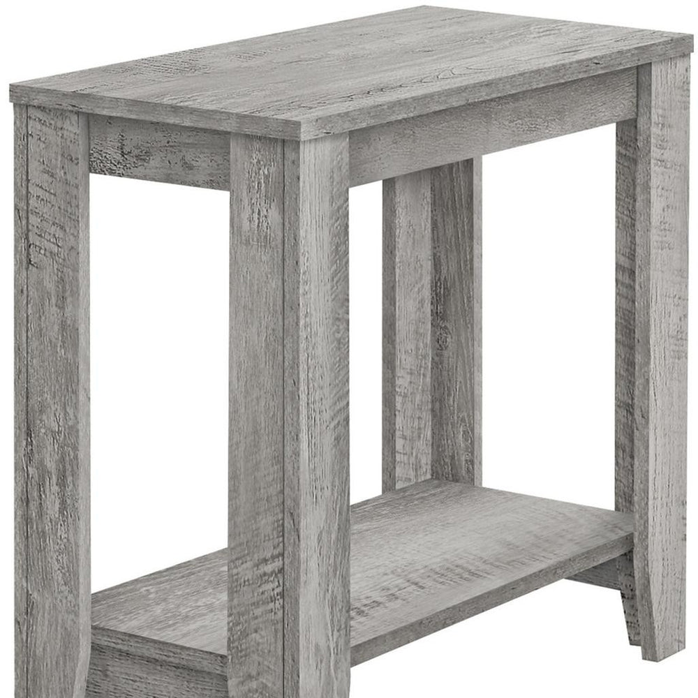 22" Gray Wood End Table With Shelf