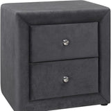 21" Dark Gray Wood Two Drawer Nightstand