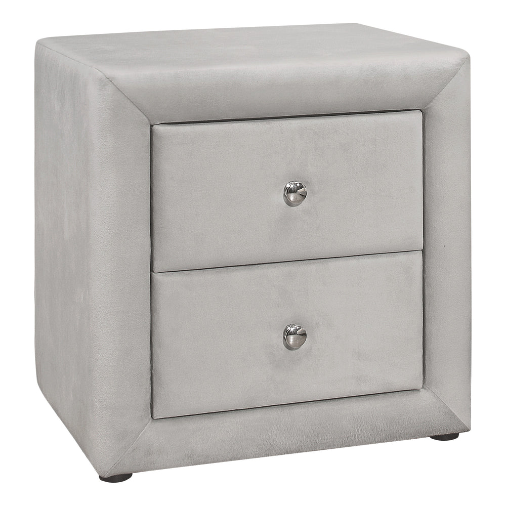 21" Light Gray Wood Two Drawer Nightstand