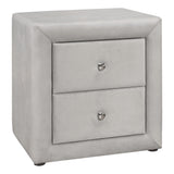 21" Light Gray Wood Two Drawer Nightstand
