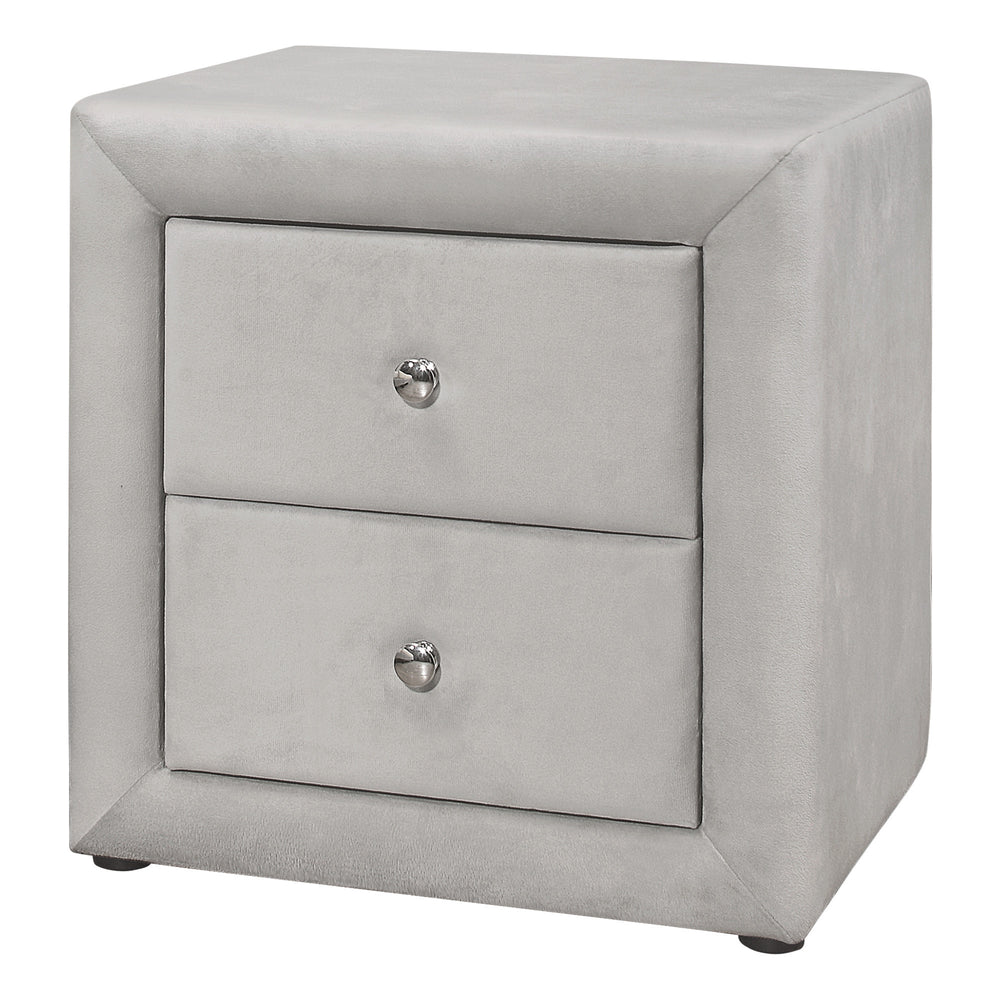 21" Light Gray Wood Two Drawer Nightstand
