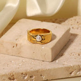 18K Gold-Plated Pearl Ring - Trendsi - Flyclothing LLC