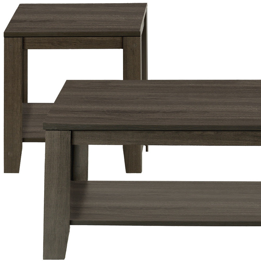 Set of Three 42" Oak Coffee Table With Three Shelves - Homeroots - Flyclothing LLC