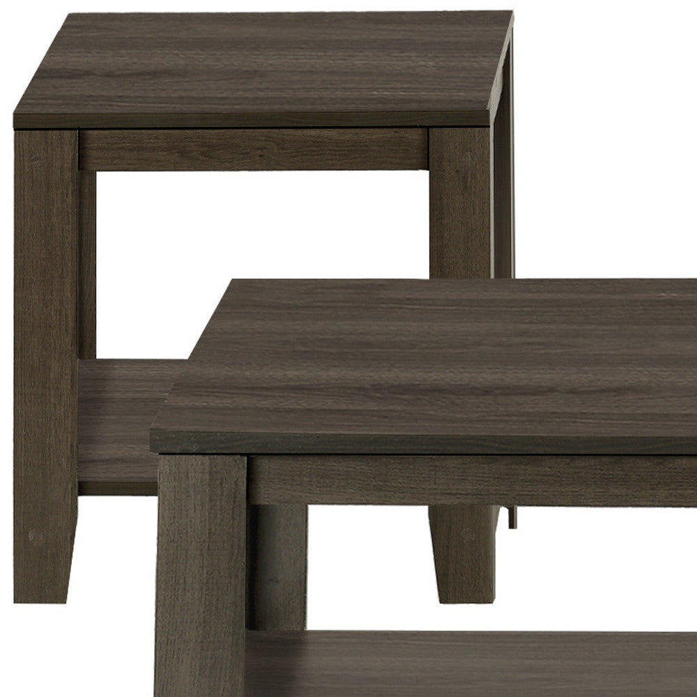 Set of Three 42" Oak Coffee Table With Three Shelves - Homeroots - Flyclothing LLC