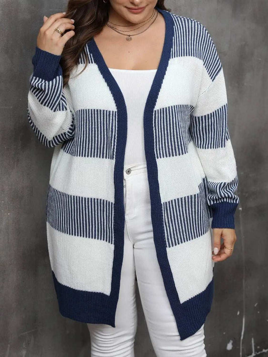 Plus Size Open Front Long Sleeve Cardigan - Trendsi - Flyclothing LLC
